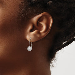 QE9784 Sterling Silver Rhodium-plated CZ Leverback Earrings
