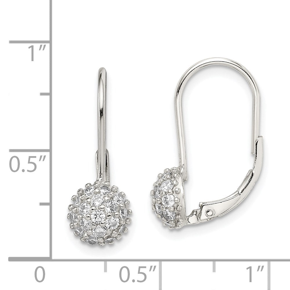 QE9784 Sterling Silver Rhodium-plated CZ Leverback Earrings