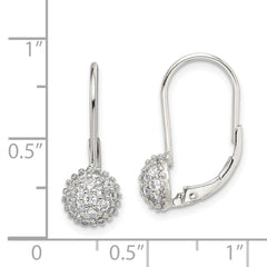 QE9784 Sterling Silver Rhodium-plated CZ Leverback Earrings