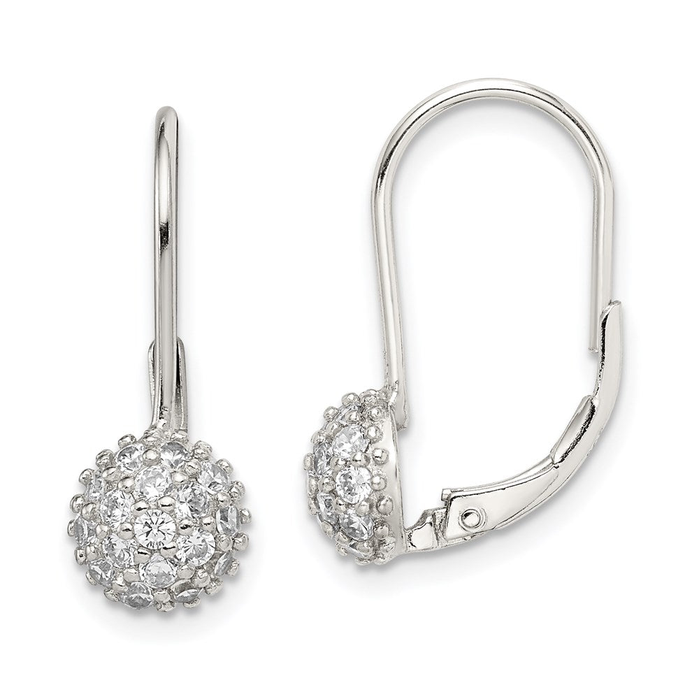 QE9784 Sterling Silver Rhodium-plated CZ Leverback Earrings