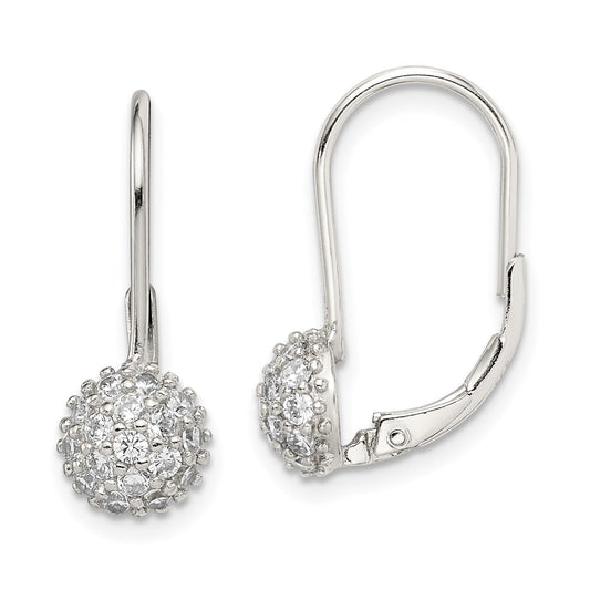 QE9784 Sterling Silver Rhodium-plated CZ Leverback Earrings