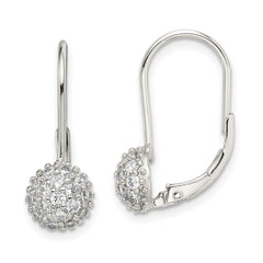 QE9784 Sterling Silver Rhodium-plated CZ Leverback Earrings