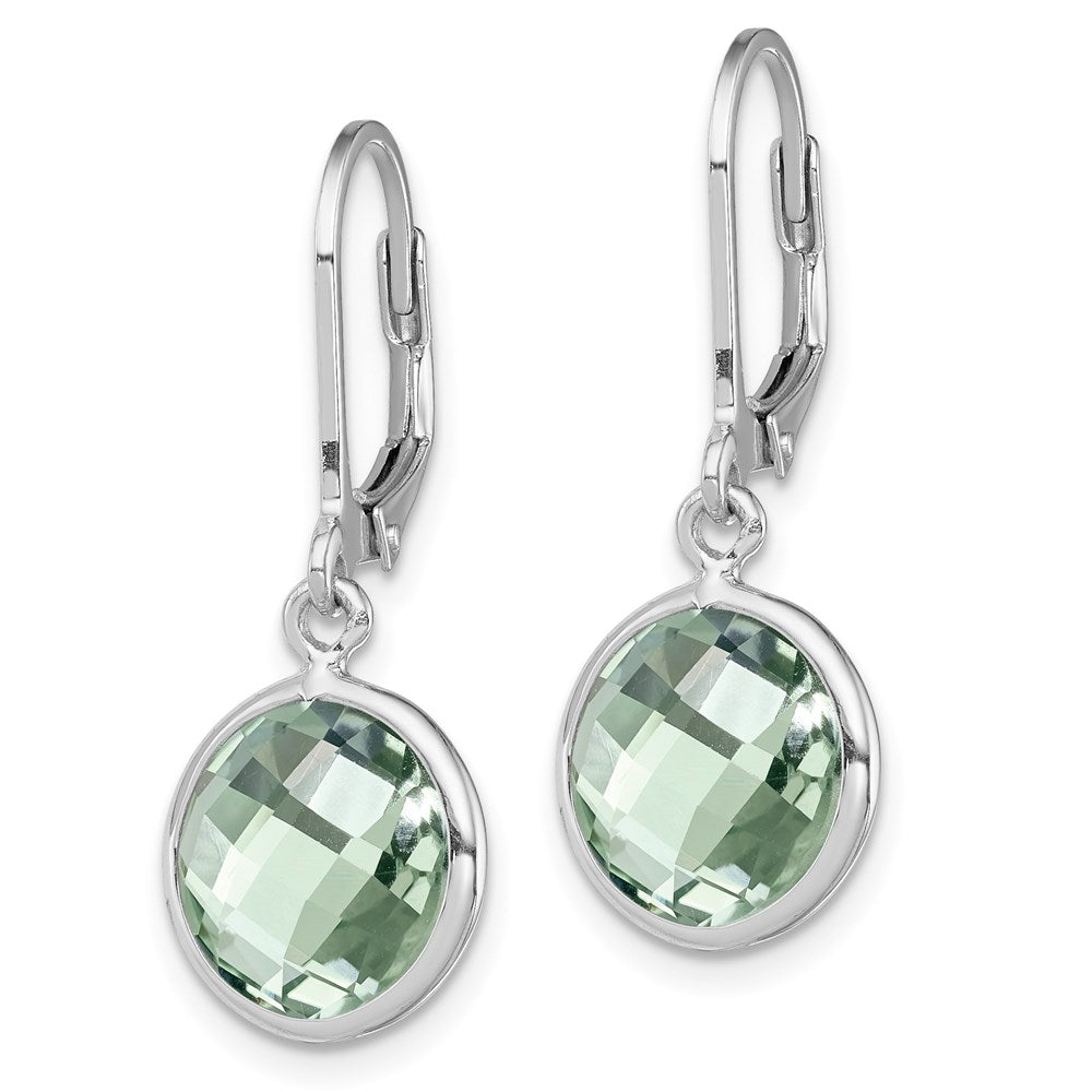 QE9818AG Sterling Silver Rhodium-plated Green Quartz Earrings