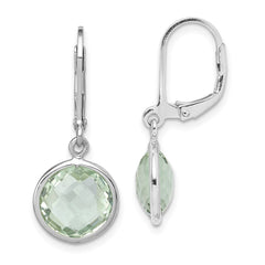 QE9818AG Sterling Silver Rhodium-plated Green Quartz Earrings