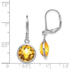QE9818CI Sterling Silver Rhodium-plated Citrine Earrings