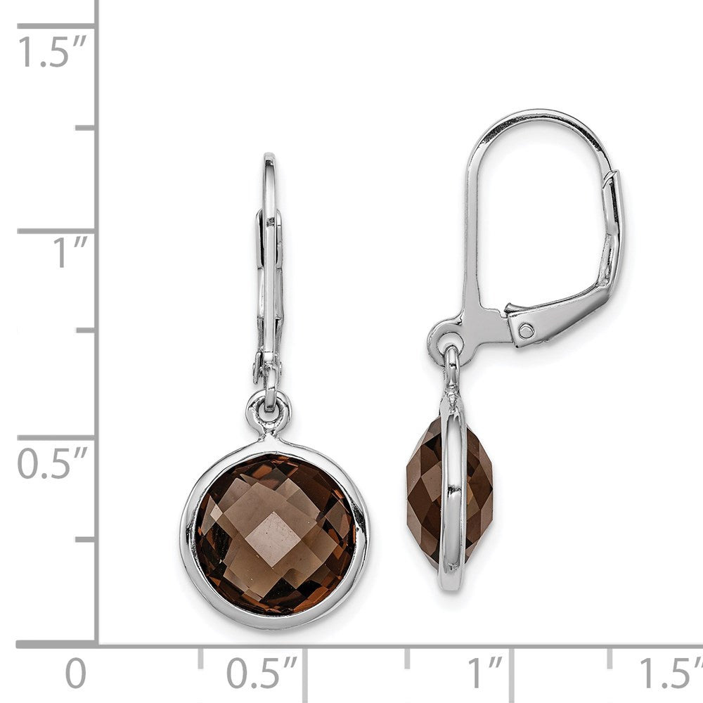 QE9818SQ Sterling Silver Rhodium-plated Smoky Quartz Earrings