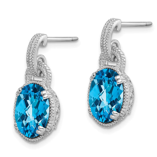 QE9820BT Sterling Silver Rhodium-plated Blue Topaz Earrings