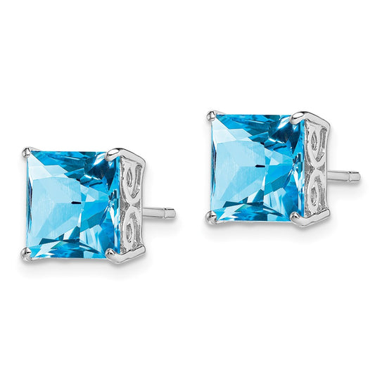 QE9840BT Sterling Silver Rhodium-plated Blue Topaz Earrings