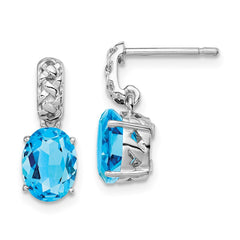 QE9878BT Sterling Silver Rhodium-plated Blue Topaz Earrings