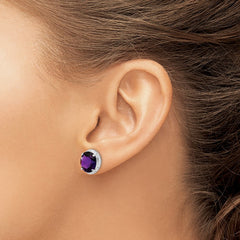QE9882AM Sterling Silver Rhodium-plated Amethyst Earrings