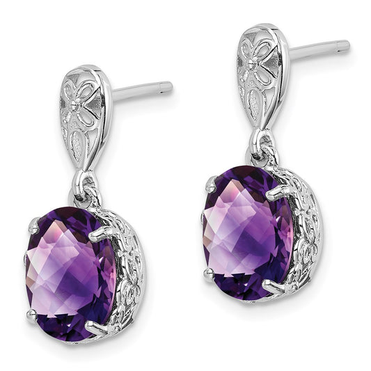 QE9896AM Sterling Silver Rhodium-plated Amethyst Earrings
