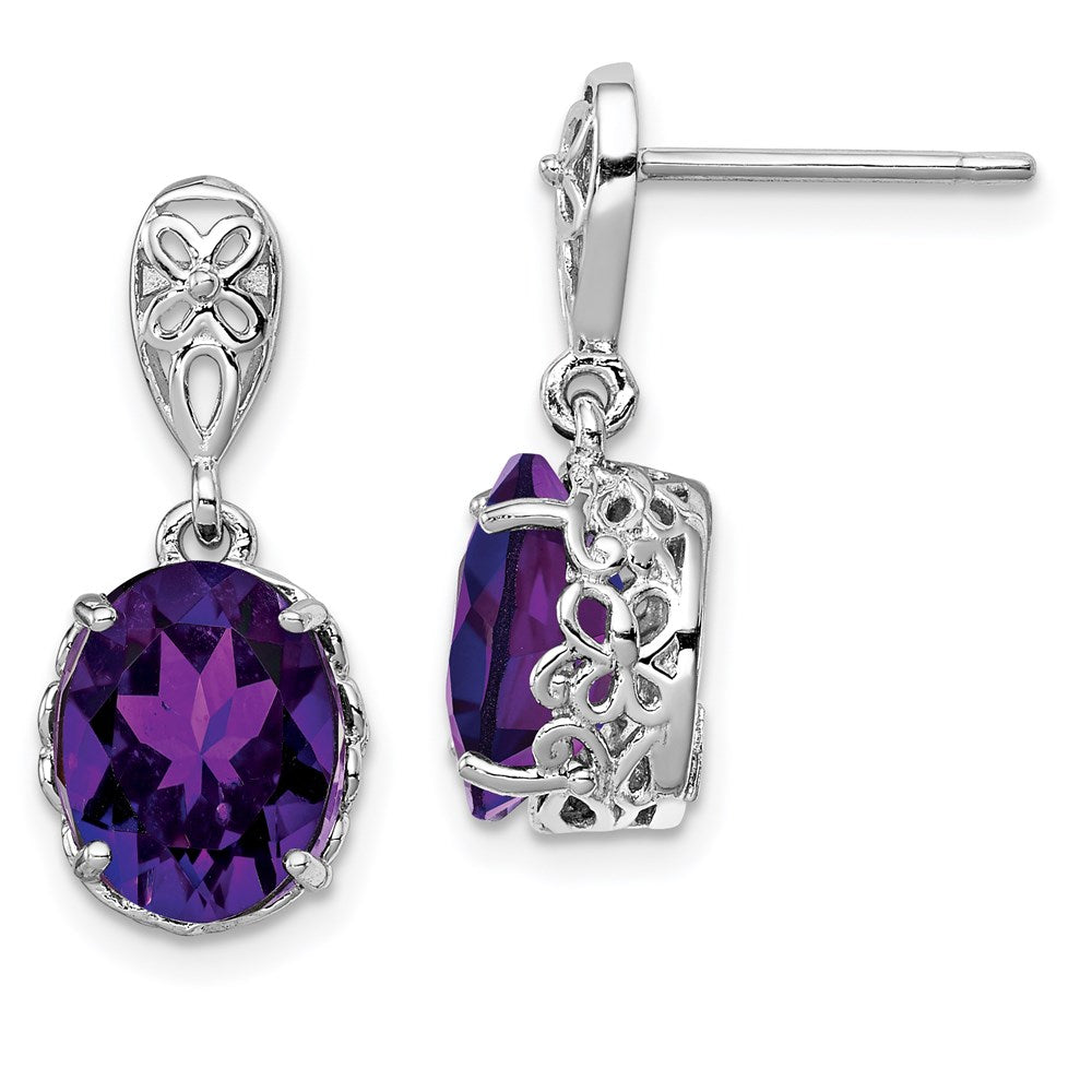 QE9896AM Sterling Silver Rhodium-plated Amethyst Earrings