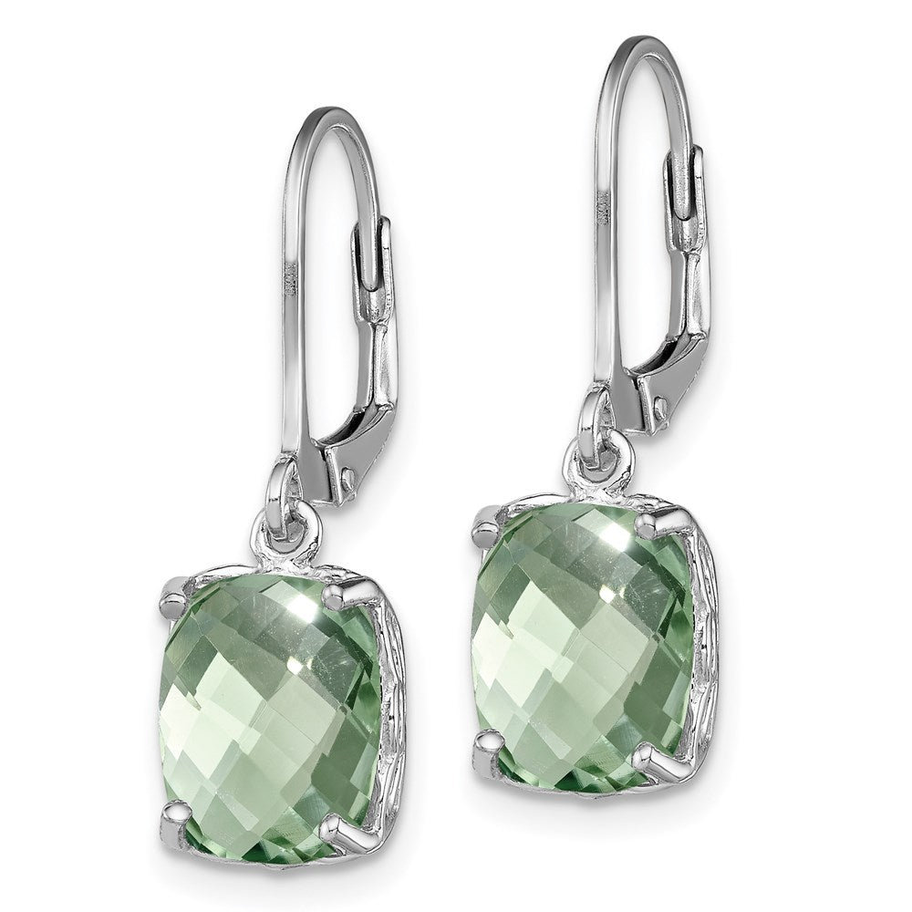 QE9902AG Sterling Silver Rhodium-plated Green Quartz Earrings