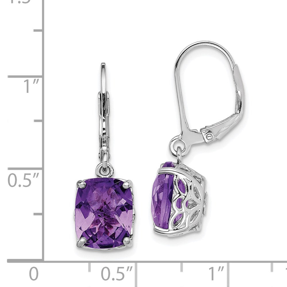 QE9902AM Sterling Silver Rhodium-plated Amethyst Earrings