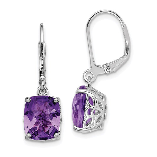 QE9902AM Sterling Silver Rhodium-plated Amethyst Earrings