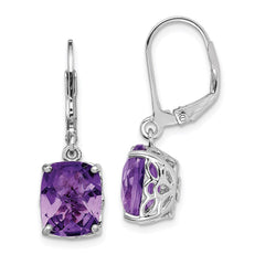 QE9902AM Sterling Silver Rhodium-plated Amethyst Earrings