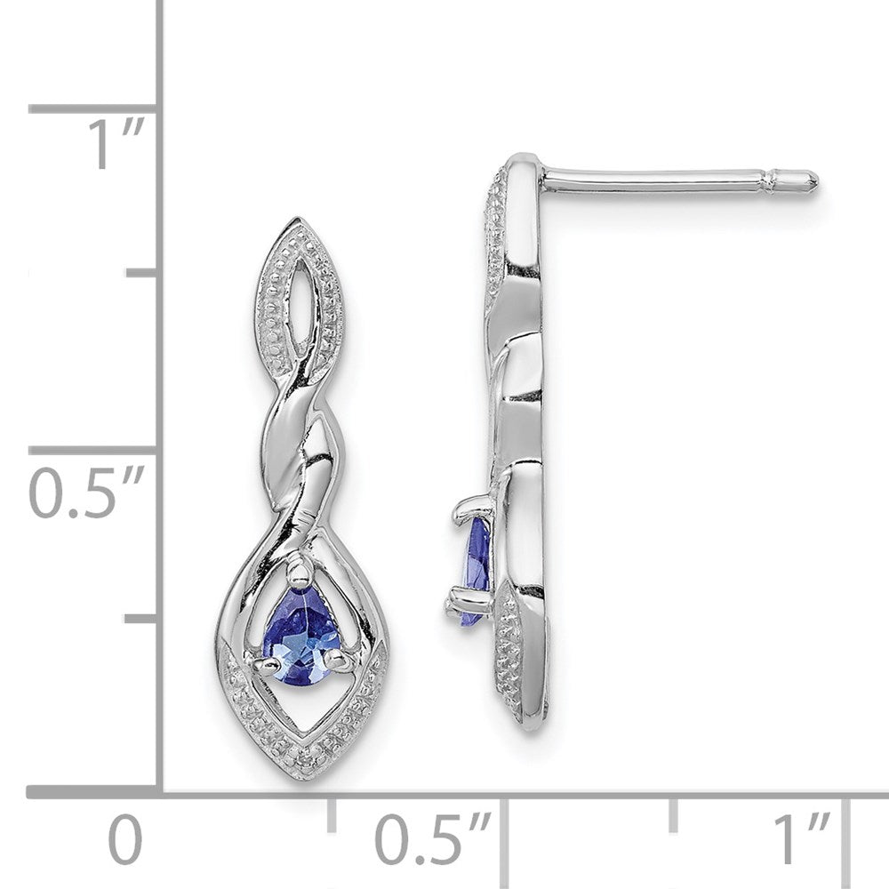 QE9943TZ Sterling Silver Rhodium Plated Diamond and Tanzanite Post Earrings