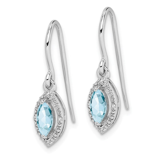 QE9951AQ Sterling Silver Rhodium-plated Diamond and Aquamarine Earrings