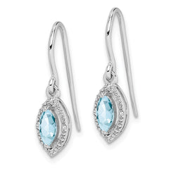 QE9951AQ Sterling Silver Rhodium-plated Diamond and Aquamarine Earrings