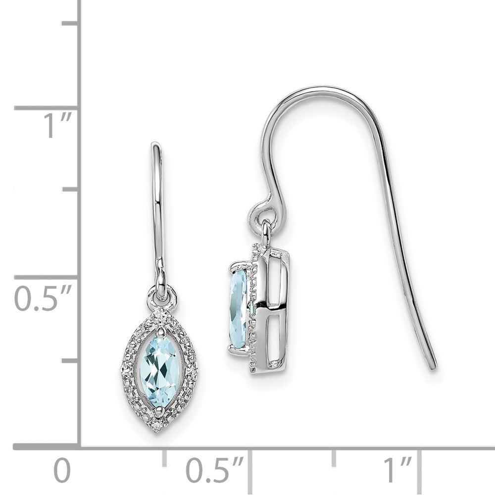 QE9951AQ Sterling Silver Rhodium-plated Diamond and Aquamarine Earrings