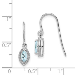 QE9951AQ Sterling Silver Rhodium-plated Diamond and Aquamarine Earrings