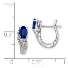 QE9955S Sterling Silver Rhodium Plated Diamond & Sapphire Hinged Earrings