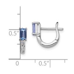 QE9960TZ Sterling Silver Rhodium Plated Tanzanite Hinged Hoop Earrings