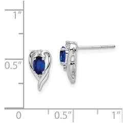 QE9961S Sterling Silver Rhodium Plated Diamond & Sapphire Post Earrings