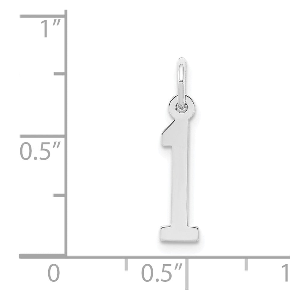 Sterling Silver/Rhodium-plated Elongated Polished Number 1 Charm QES01