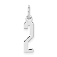 Sterling Silver/Rhodium-plated Elongated Polished Number 2 Charm QES02