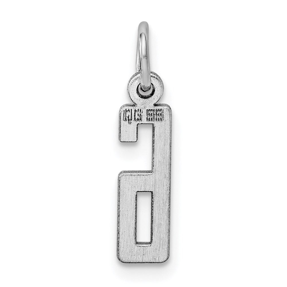 Sterling Silver/Rhodium-plated Elongated Polished Number 6 Charm QES06