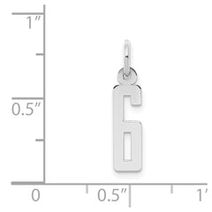 Sterling Silver/Rhodium-plated Elongated Polished Number 6 Charm QES06