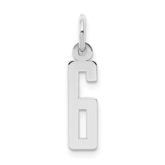 Sterling Silver/Rhodium-plated Elongated Polished Number 6 Charm QES06