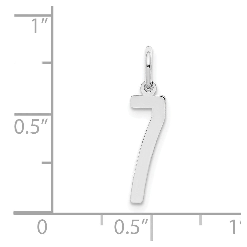 Sterling Silver/Rhodium-plated Elongated Polished Number 7 Charm QES07