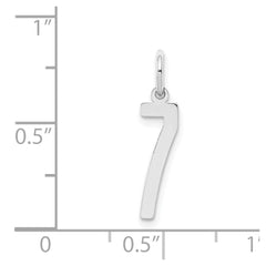 Sterling Silver/Rhodium-plated Elongated Polished Number 7 Charm QES07
