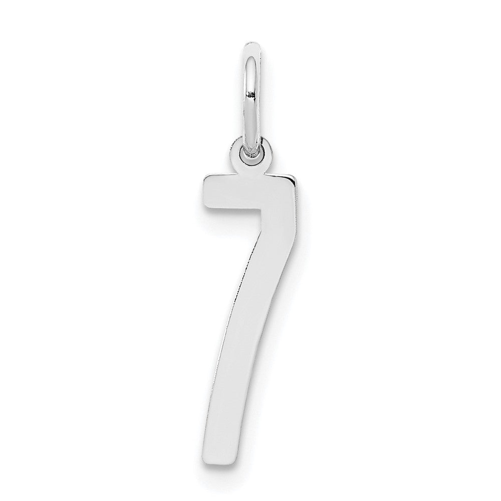 Sterling Silver/Rhodium-plated Elongated Polished Number 7 Charm QES07