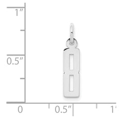Sterling Silver/Rhodium-plated Elongated Polished Number 8 Charm QES08