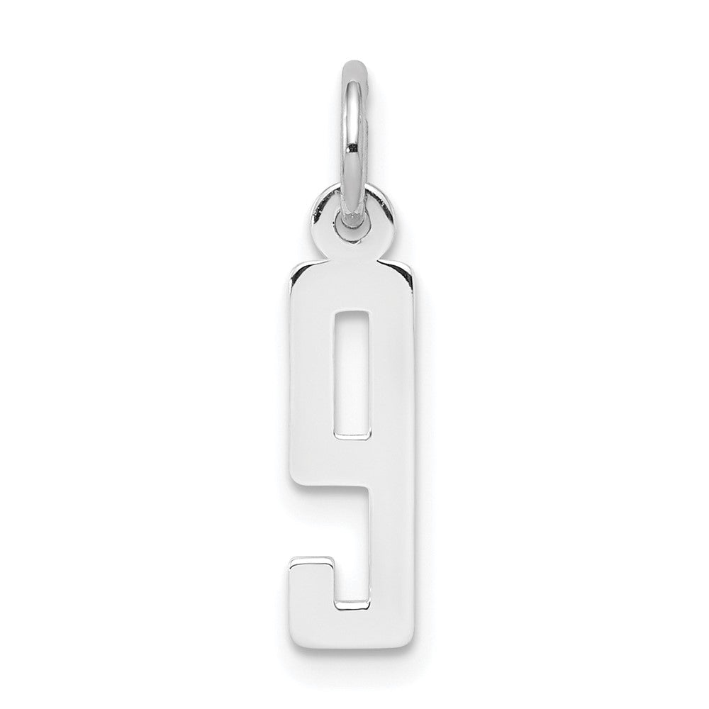 Sterling Silver/Rhodium-plated Elongated Polished Number 9 Charm QES09