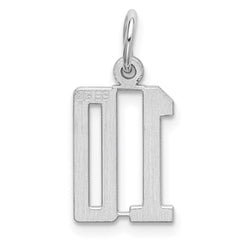 Sterling Silver/Rhodium-plated Elongated Number 10 Charm QES10