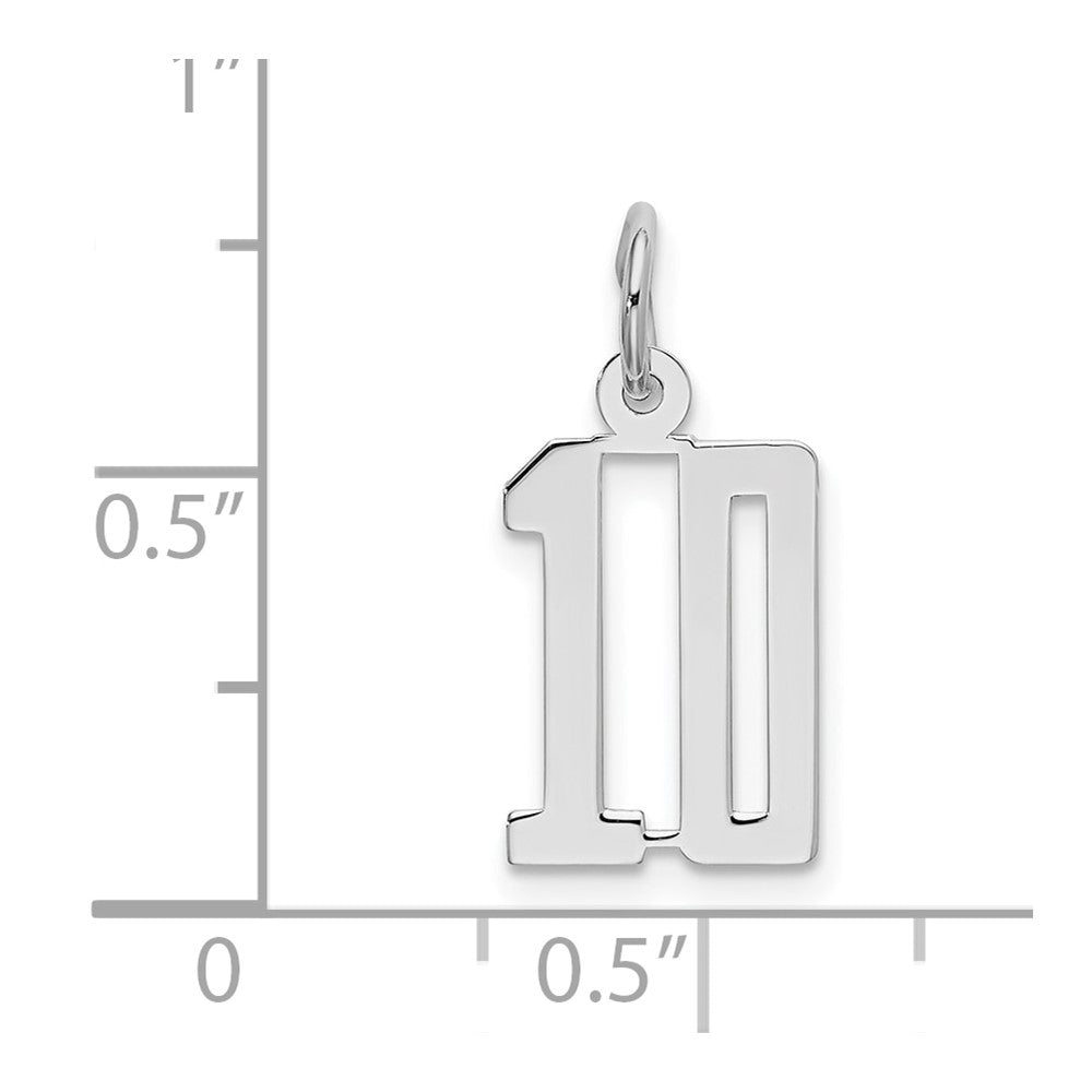Sterling Silver/Rhodium-plated Elongated Number 10 Charm QES10