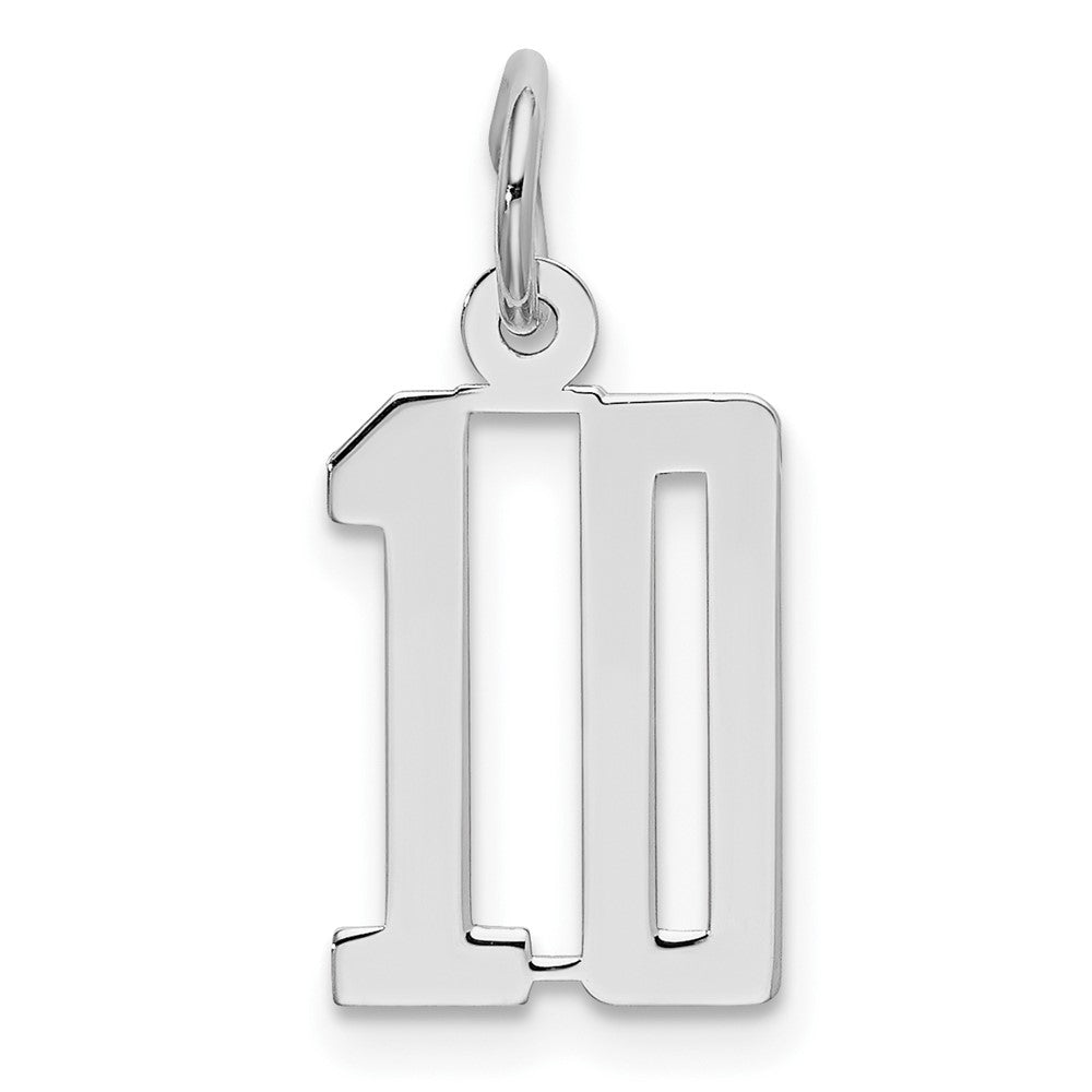 Sterling Silver/Rhodium-plated Elongated Number 10 Charm QES10