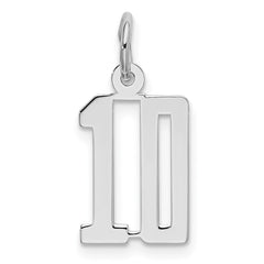 Sterling Silver/Rhodium-plated Elongated Number 10 Charm QES10