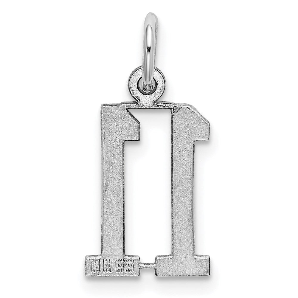 Sterling Silver/Rhodium-plated Elongated Number 11 Charm QES11