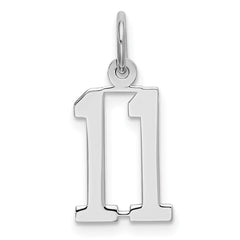Sterling Silver/Rhodium-plated Elongated Number 11 Charm QES11