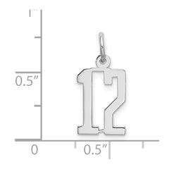 Sterling Silver/Rhodium-plated Elongated Number 12 Charm QES12