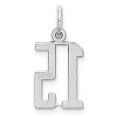 Sterling Silver/Rhodium-plated Elongated Number 15 Charm QES15