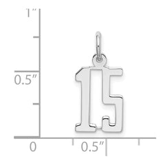 Sterling Silver/Rhodium-plated Elongated Number 15 Charm QES15