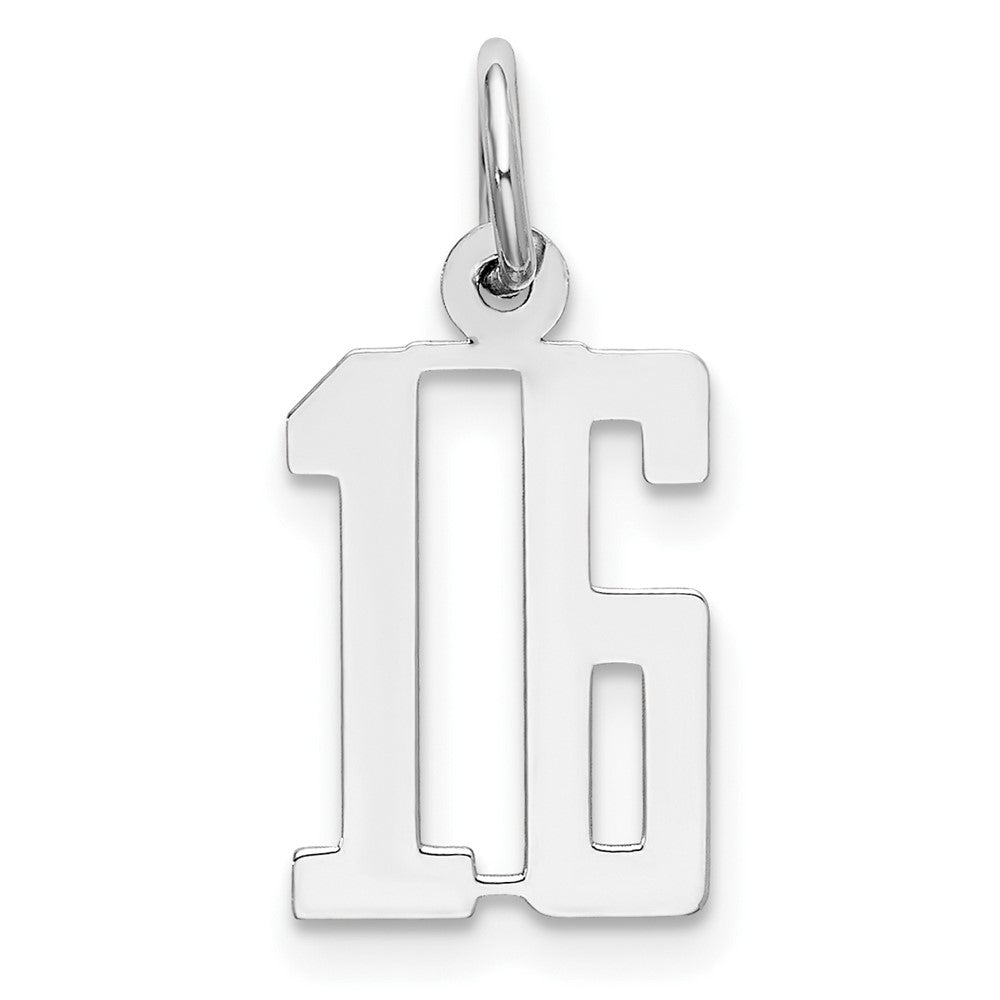 Sterling Silver/Rhodium-plated Elongated Number 16 Charm QES16