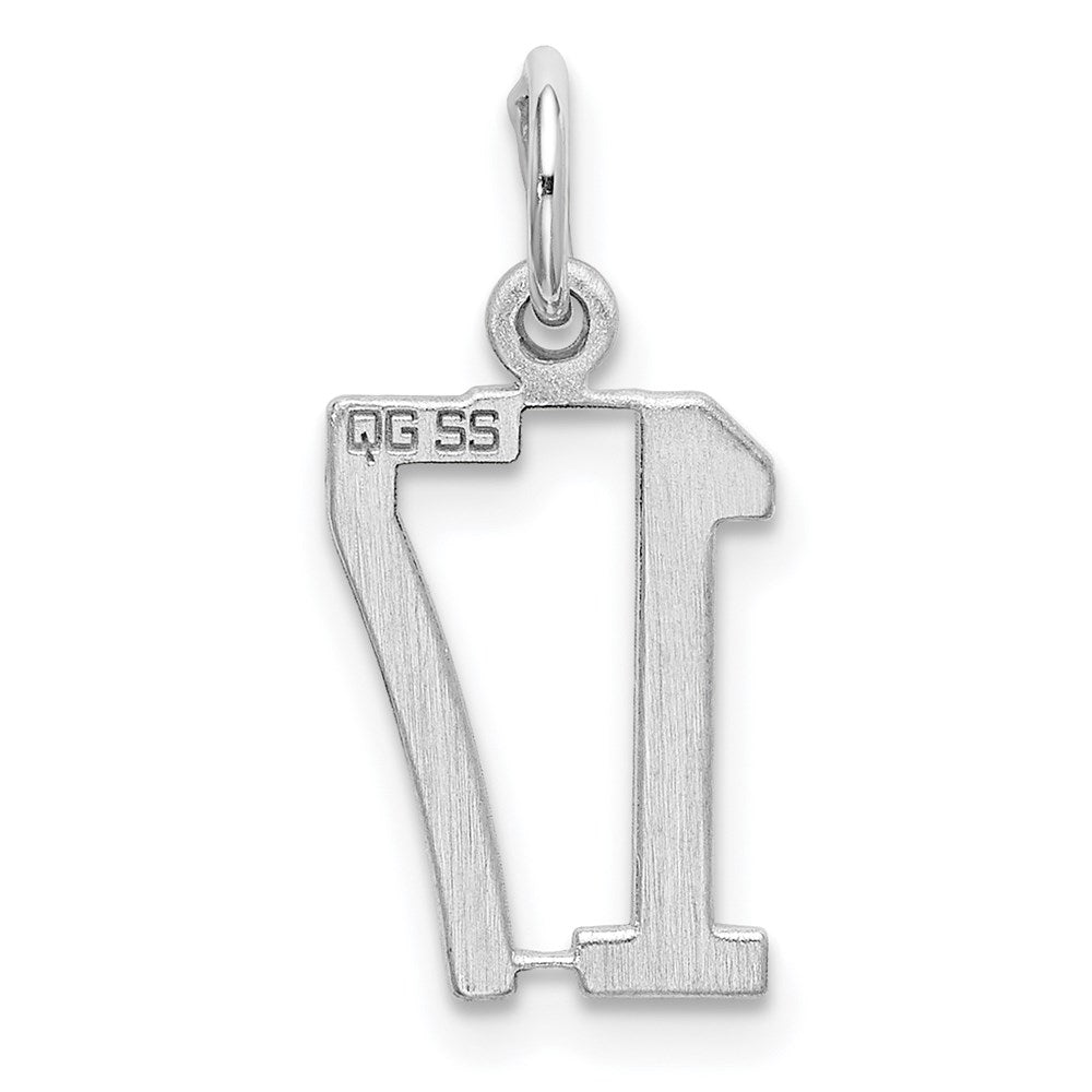 Sterling Silver/Rhodium-plated Elongated Number 17 Charm QES17