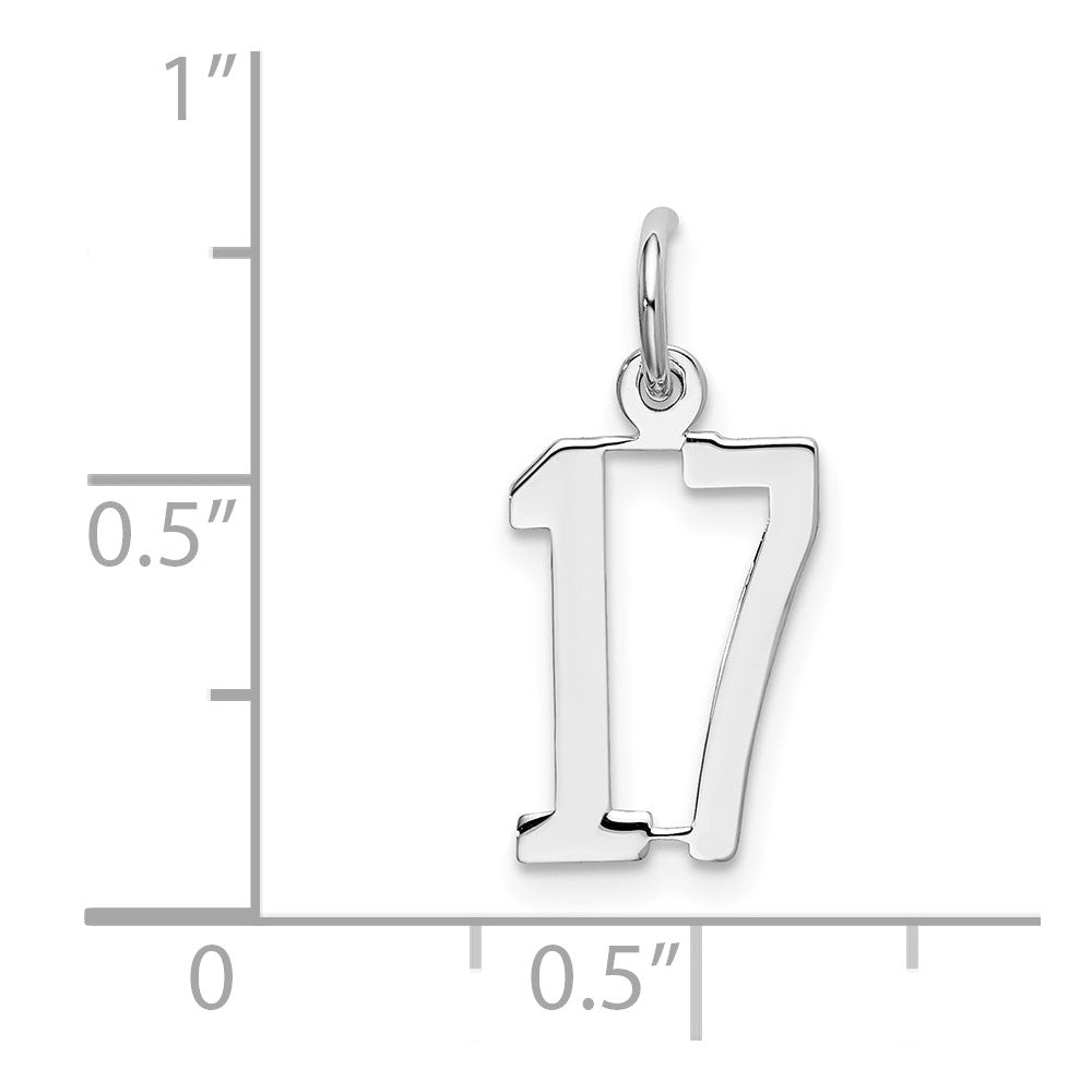 Sterling Silver/Rhodium-plated Elongated Number 17 Charm QES17